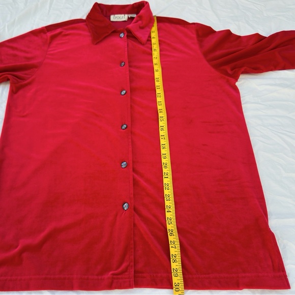 Vintage 90s Epogee Bright Velour Collared Button-Front Tunic Top - Picture 9 of 11